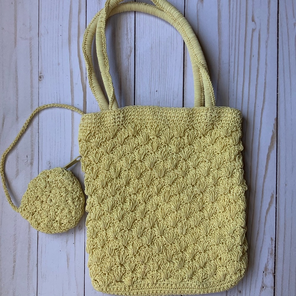 Yellow Crochet Type Purse